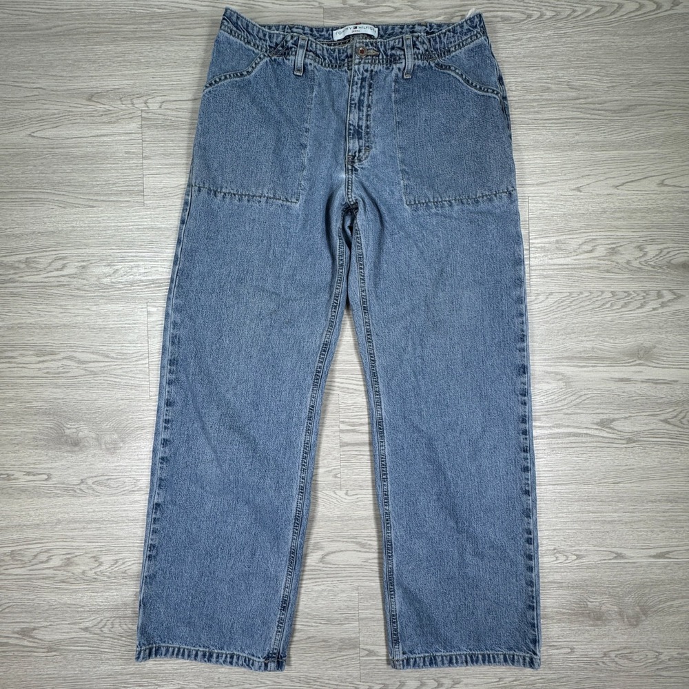Tommy Hilfiger Women's Jeans Vintage Fatigue High Rise Straight Blue 12